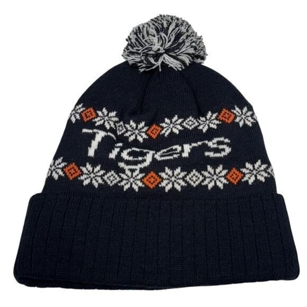 Auburn Tigers Beanie Hat Navy Blue Fair Isle Pom Knit Cap Football NEW - Picture 7 of 8
